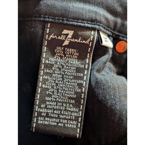 7 for All Mankind Women's Black Skinny Stretch Lace Panel Pants Size 27 - Picture 4 of 8